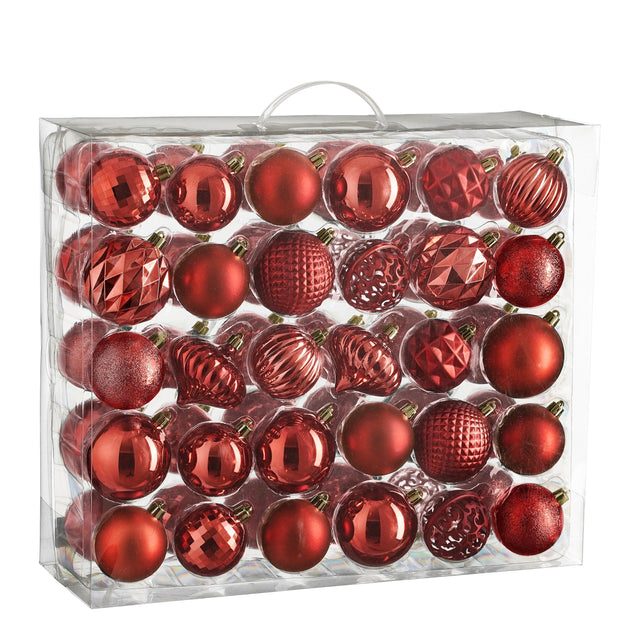 Mica Decorations Boom decoratie onbreekbaar rood 60 stuks - d7cm - maximondo