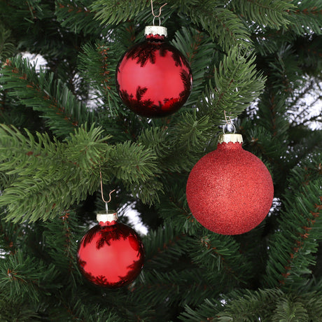 Mica Decorations Bal glas rood 42 stuks - d7cm - maximondo