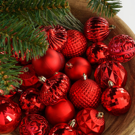 Mica Decorations Boom decoratie onbreekbaar rood 60 stuks - d7cm - maximondo