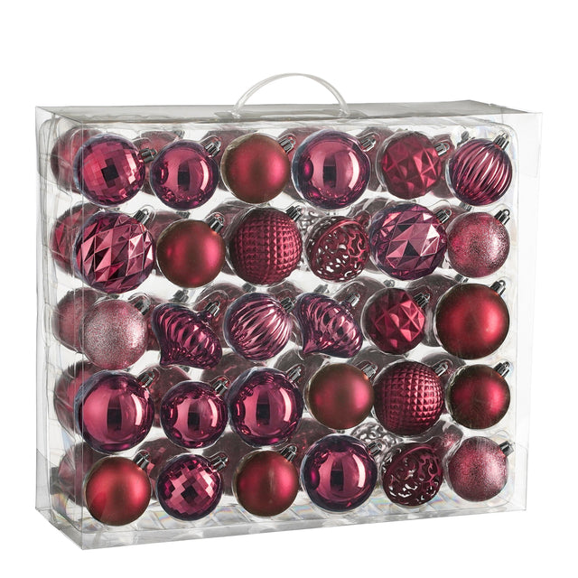 Mica Decorations Boom decoratie onbreekbaar fuchsia 60 stuks - d7cm - maximondo