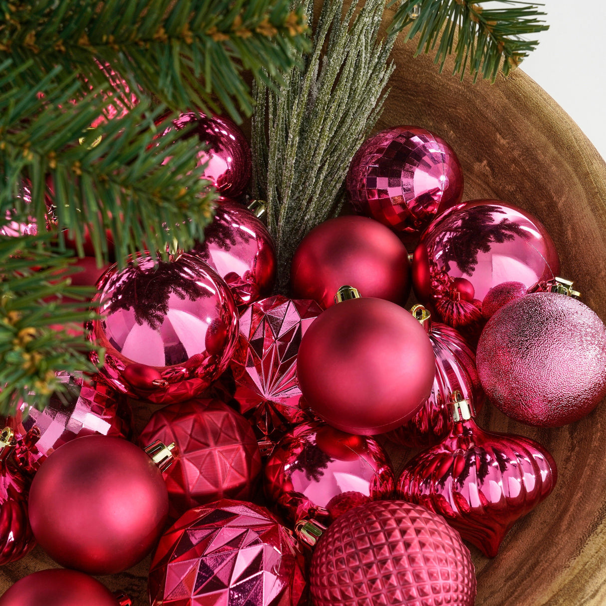 Mica Decorations Boom decoratie onbreekbaar fuchsia 60 stuks - d7cm - maximondo