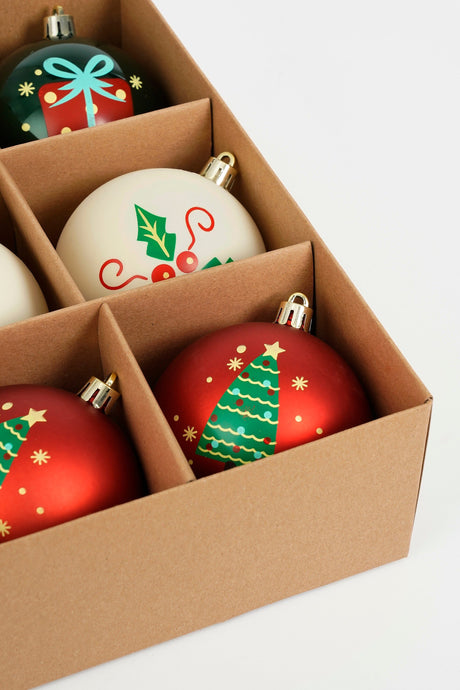 Mica Decorations kerstballen Set - 9 Stuks - Ø8 cm - maximondo
