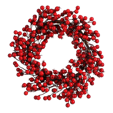 Mica Decorations Krans bessen rood - h10xd40cm - maximondo