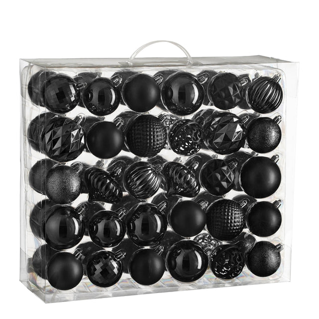 Mica Decorations Boom decoratie onbreekbaar zwart 60 stuks - d7cm - maximondo