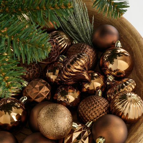 Mica Decorations Boom decoratie onbreekbaar bruin 60 stuks - d7cm - maximondo