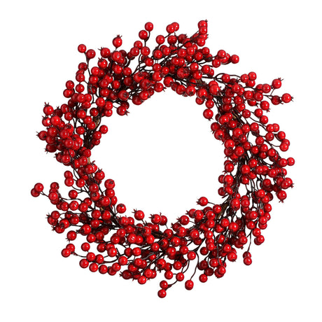 Mica Decorations Krans bessen rood - h10xd50cm - maximondo