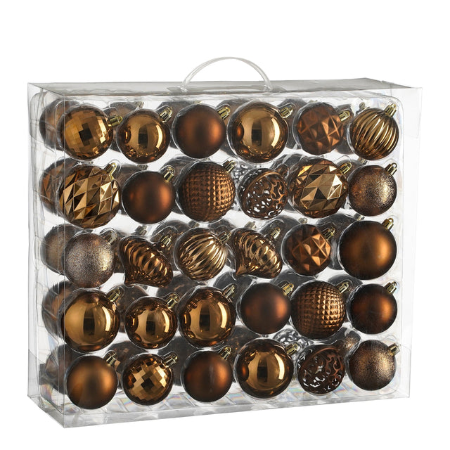 Mica Decorations Boom decoratie onbreekbaar bruin 60 stuks - d7cm - maximondo