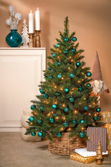 Mica Decorations Boom decoratie onbreekbaar petrol 60 stuks - d7cm - maximondo