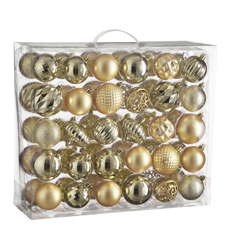 Mica Decorations Boom decoratie onbreekbaar champagne 60 stuks - d7cm - maximondo