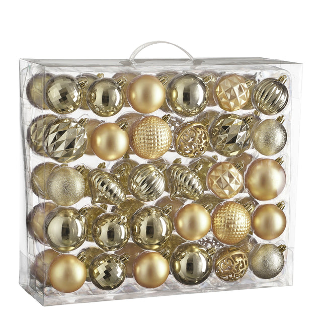 Mica Decorations Boom decoratie onbreekbaar champagne 60 stuks - d7cm - maximondo