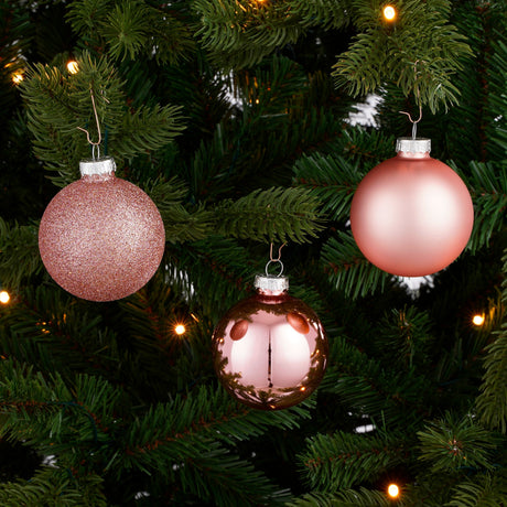 Mica Decorations Bal glas roze 26 stuks - d7cm - maximondo
