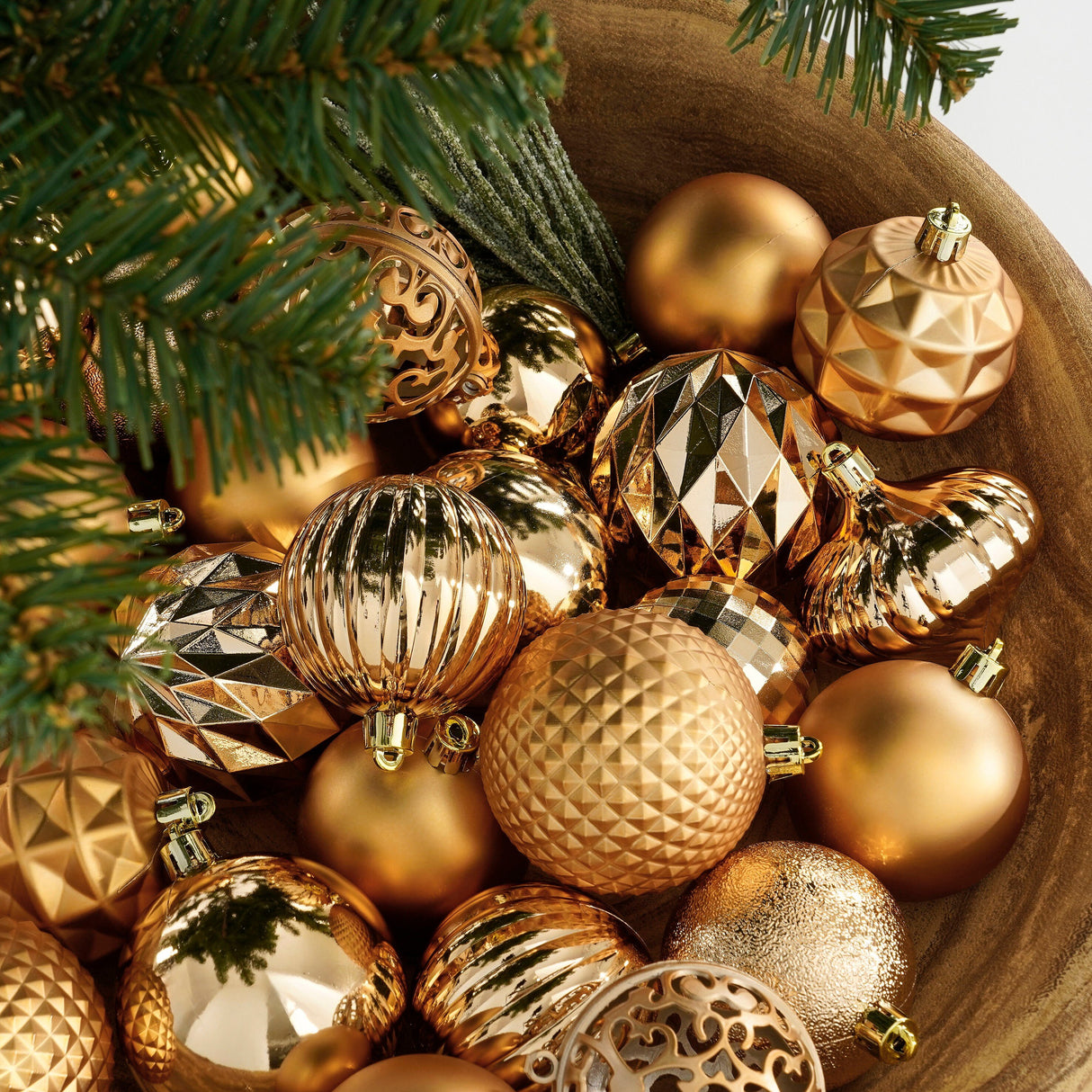 House of Seasons Boom decoratie onbreekbaar koper 60 stuks - d7cm - maximondo