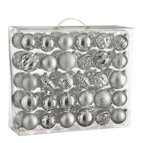 House of Seasons Boom decoratie onbreekbaar zilver 60 stuks - d7cm - maximondo