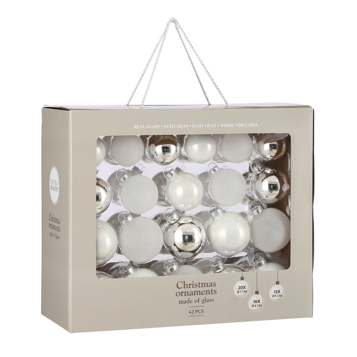 House of Seasons Bal glas wit 42 stuks - maximondo