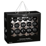 Mica Decorations kerstballen set glas zwart 42 stuks - d7cm - maximondo