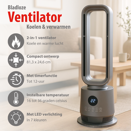 alpina 2-in-1 Bladloze Kachel en Ventilator 2000W