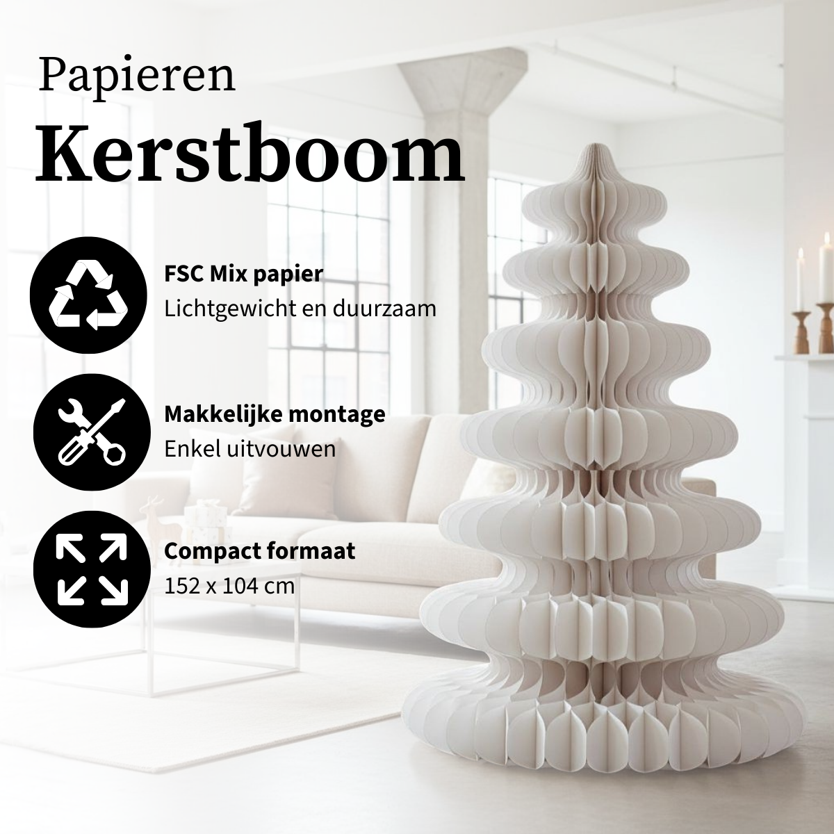 Mica Decorations Decoratie boom wit FSC Mix - h152xd104cm