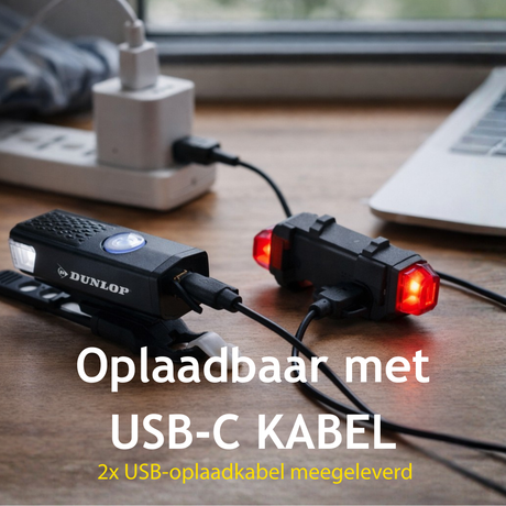 Dunlop Fietslamp Set Oplaadbaar - Fietsverlichting - maximondo