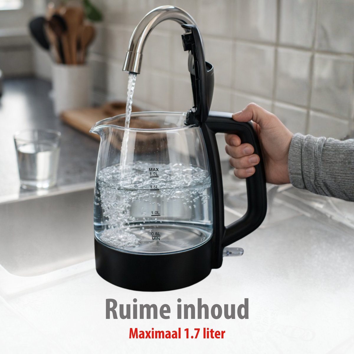 alpina Waterkoker 1,7 Liter - Waterkoker Glas 1850-2200W - maximondo