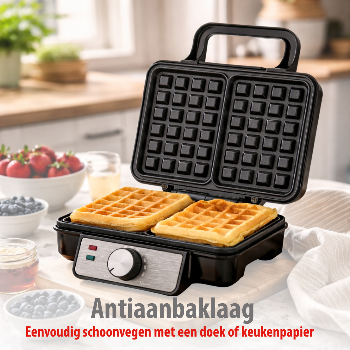 alpina Wafelijzer 1200W - Wafelijzer voor 2 Wafels - maximondo