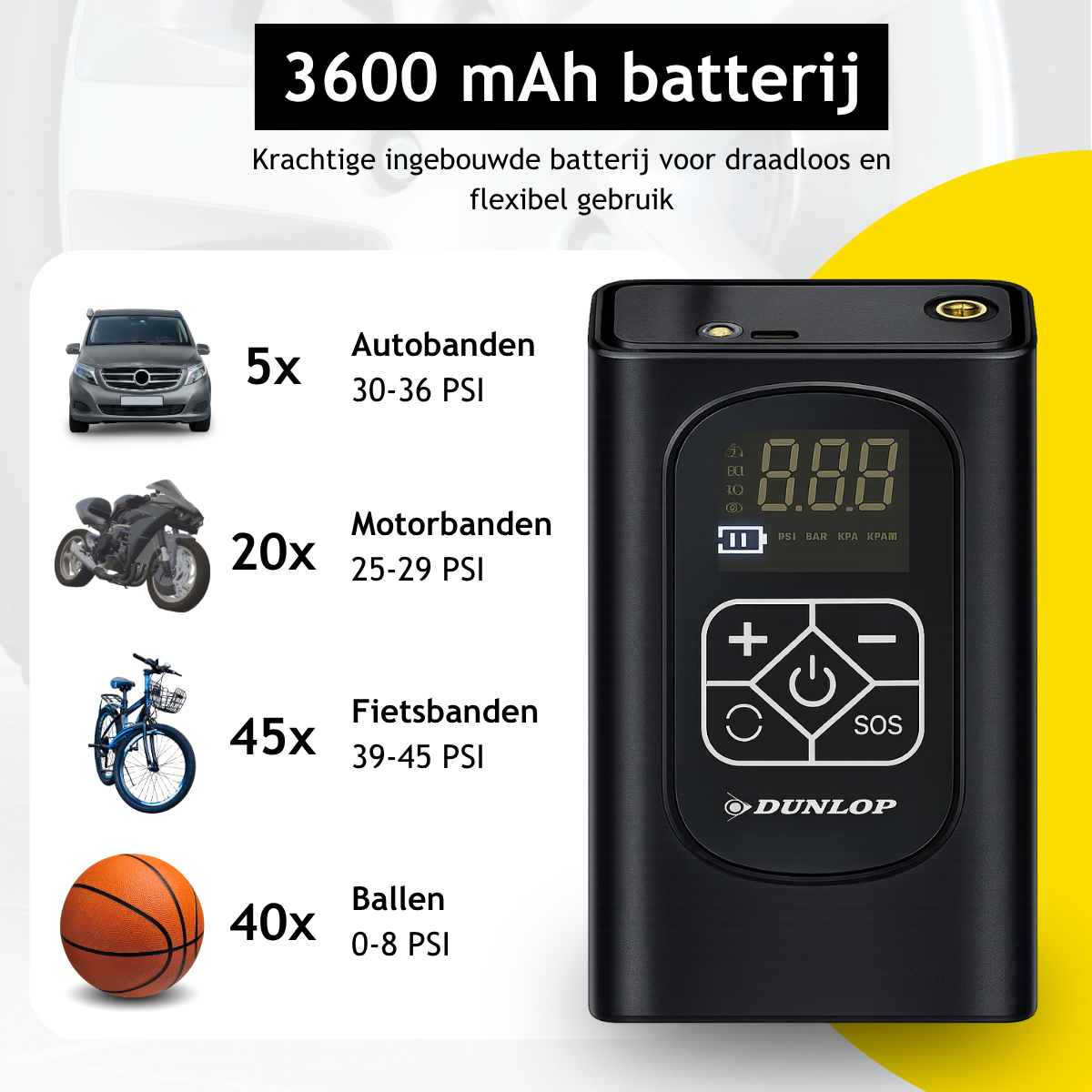 Dunlop Digitale Luchtcompressor 150PSI - maximondo