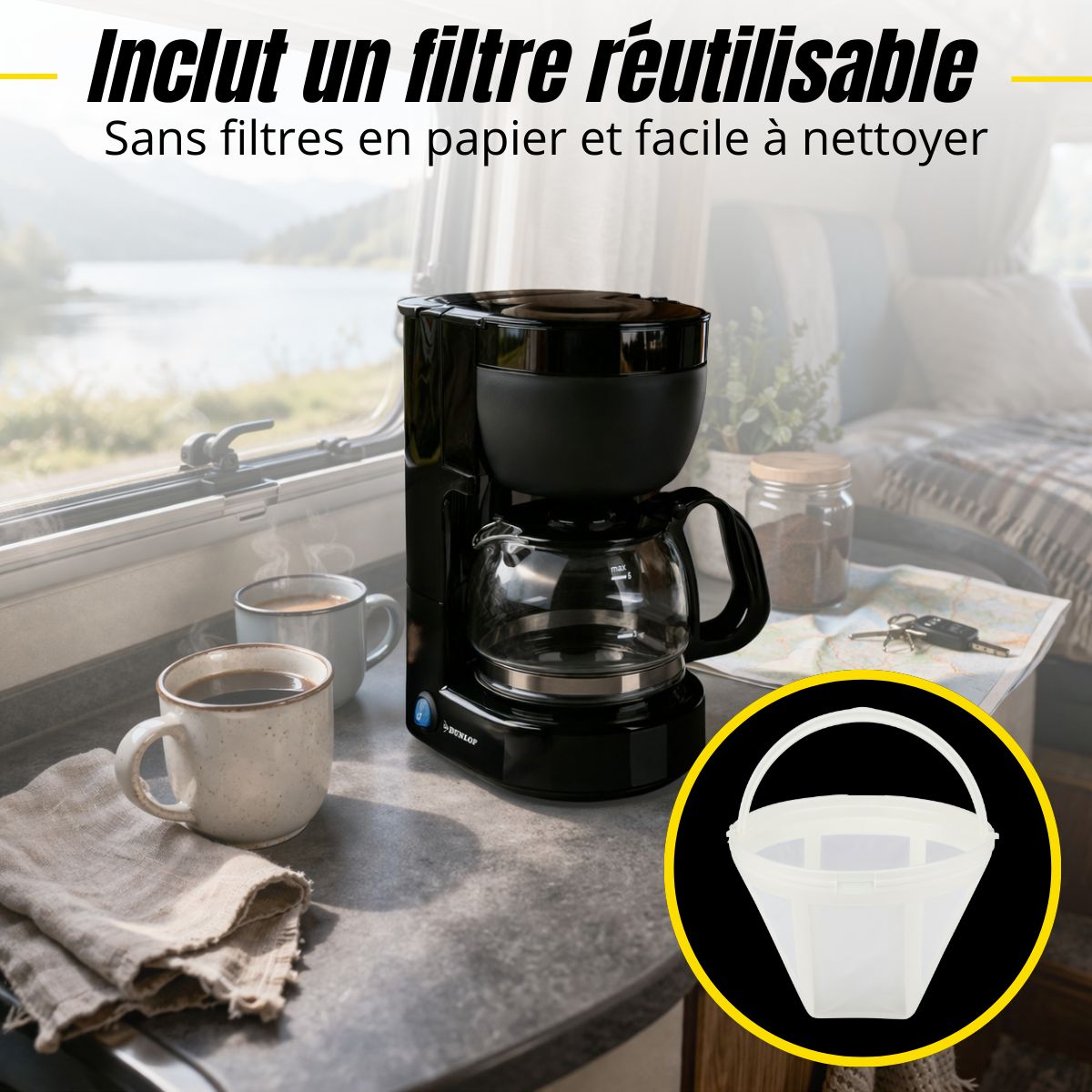 Dunlop Koffiezetapparaat 12 Volt - Koffiemachine voor Auto - maximondo