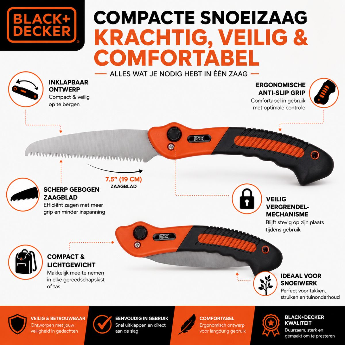 BLACK+DECKER Opvouwbare Snoeizaag - maximondo