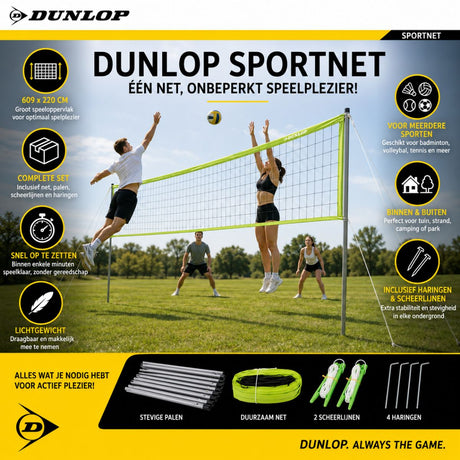 Dunlop Sportnet 609x220 CM Groen/Zwart - maximondo