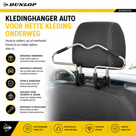 Dunlop Auto Kledinghanger voor Hoofdsteun - Auto Hanger - maximondo