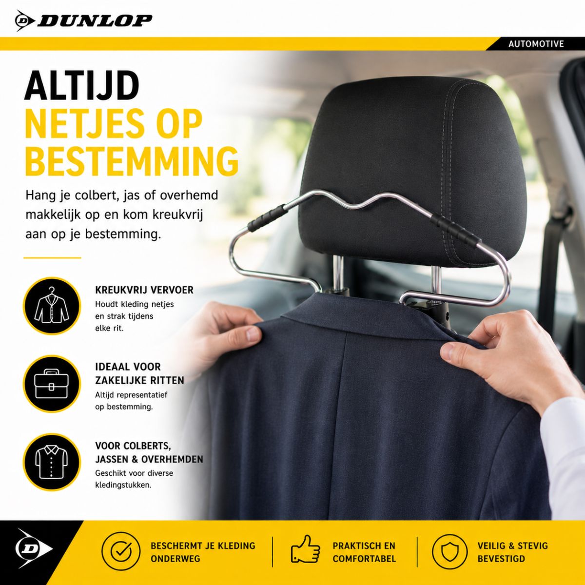 Dunlop Auto Kledinghanger voor Hoofdsteun - Auto Hanger
