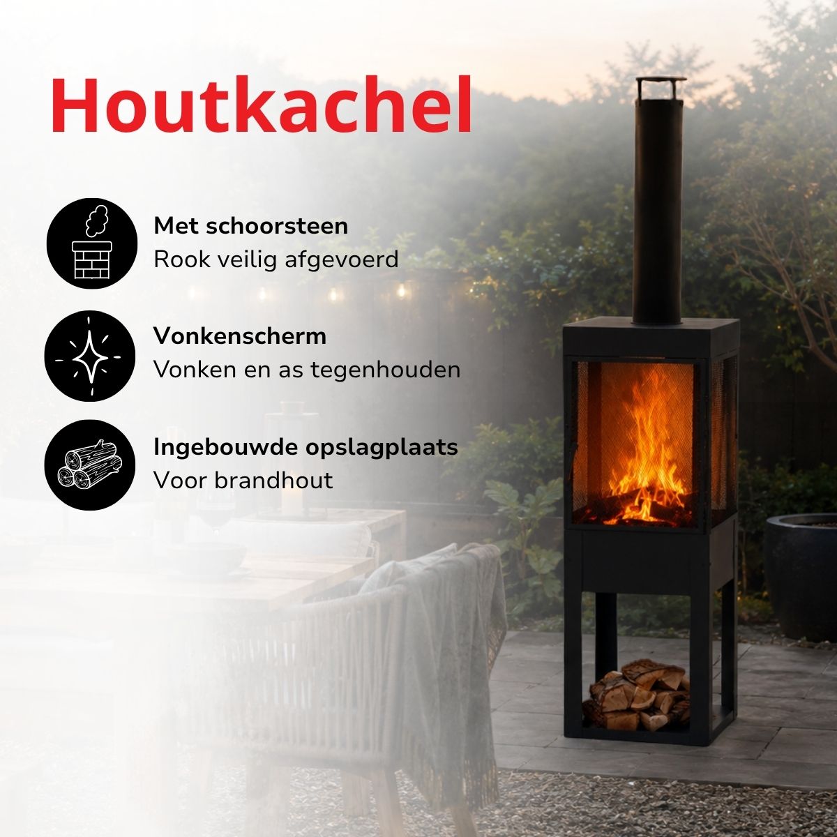 BBQ Collection Houtkachel 194x44x47cm - maximondo