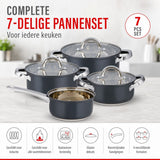 alpina Inductie Pannenset 7‑delig RVS met Glazen Deksel
