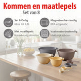 alpina Beslagkom Set 8-Delig met Maatlepels - Mengkommen Set