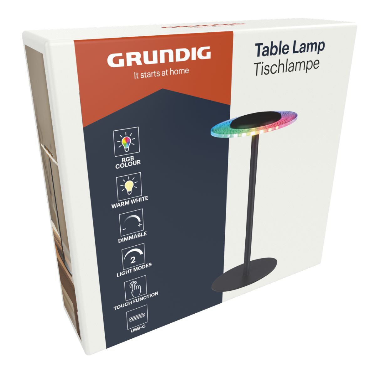 Grundig LED Tafellamp met RGB Kleuren en Warm Wit Licht