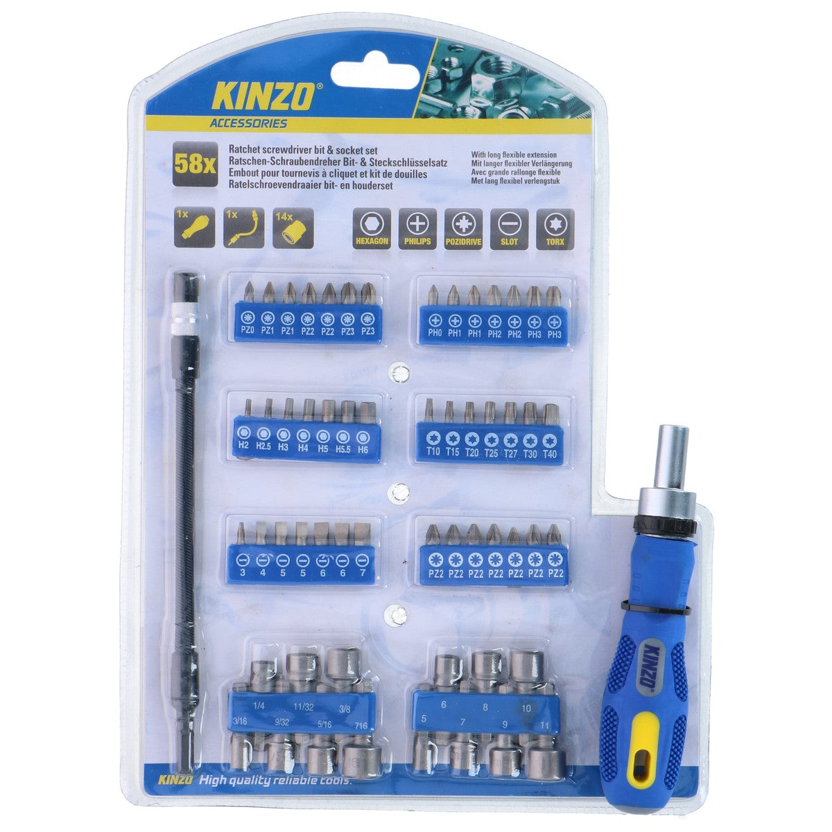 Kinzo Gereedschapset: 58 Stuks - maximondo