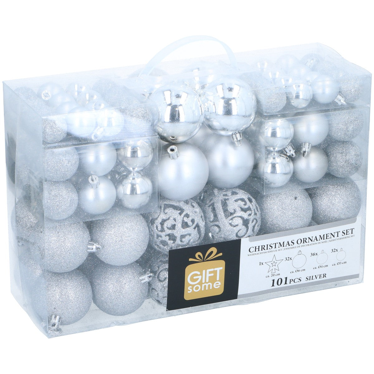 Giftsome Zilveren Kerstballen Set Ø3/4/6 CM - maximondo