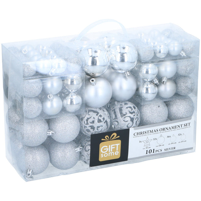 Giftsome Zilveren Kerstballen Set Ø3/4/6 CM - maximondo