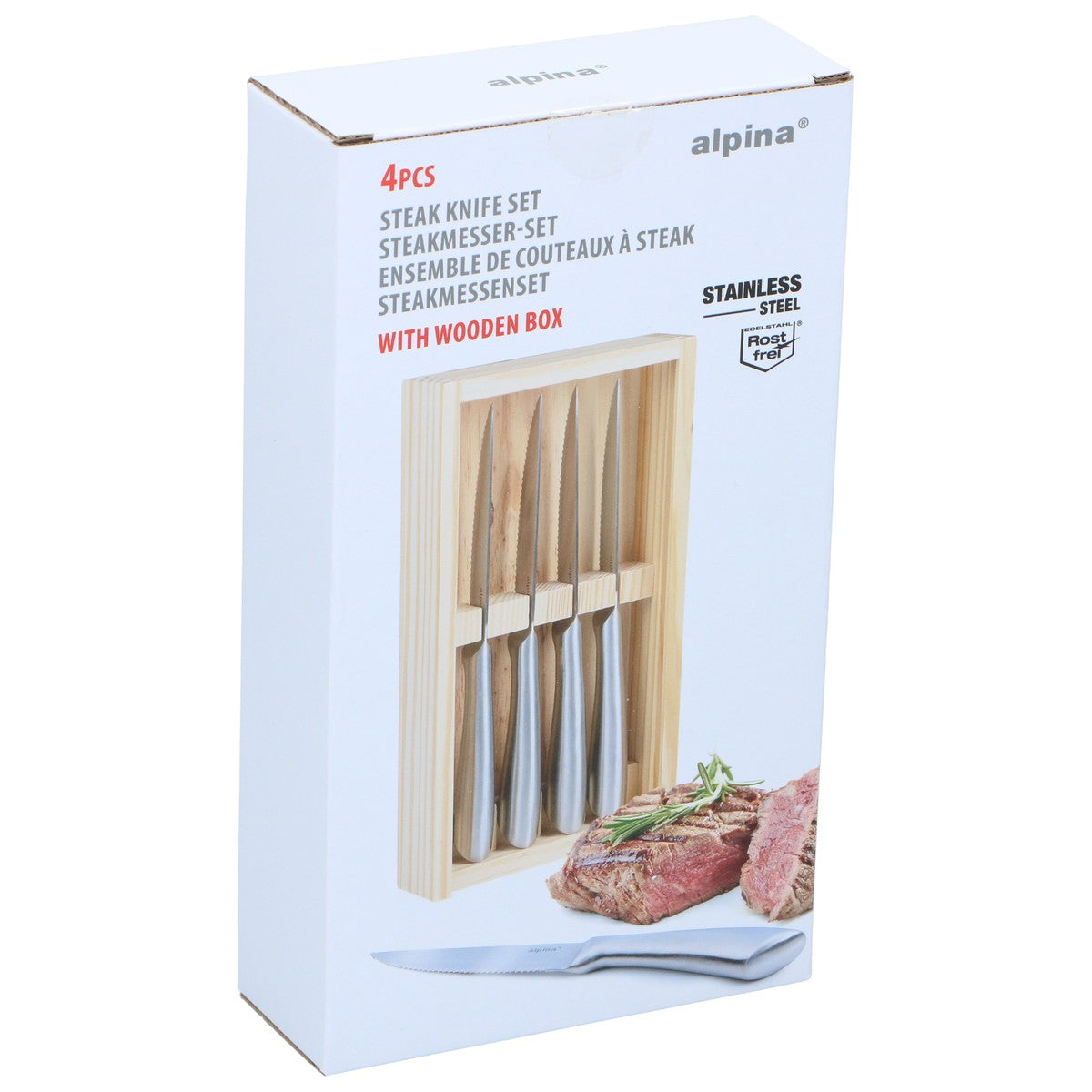 alpina Steakmes in Houten Kist