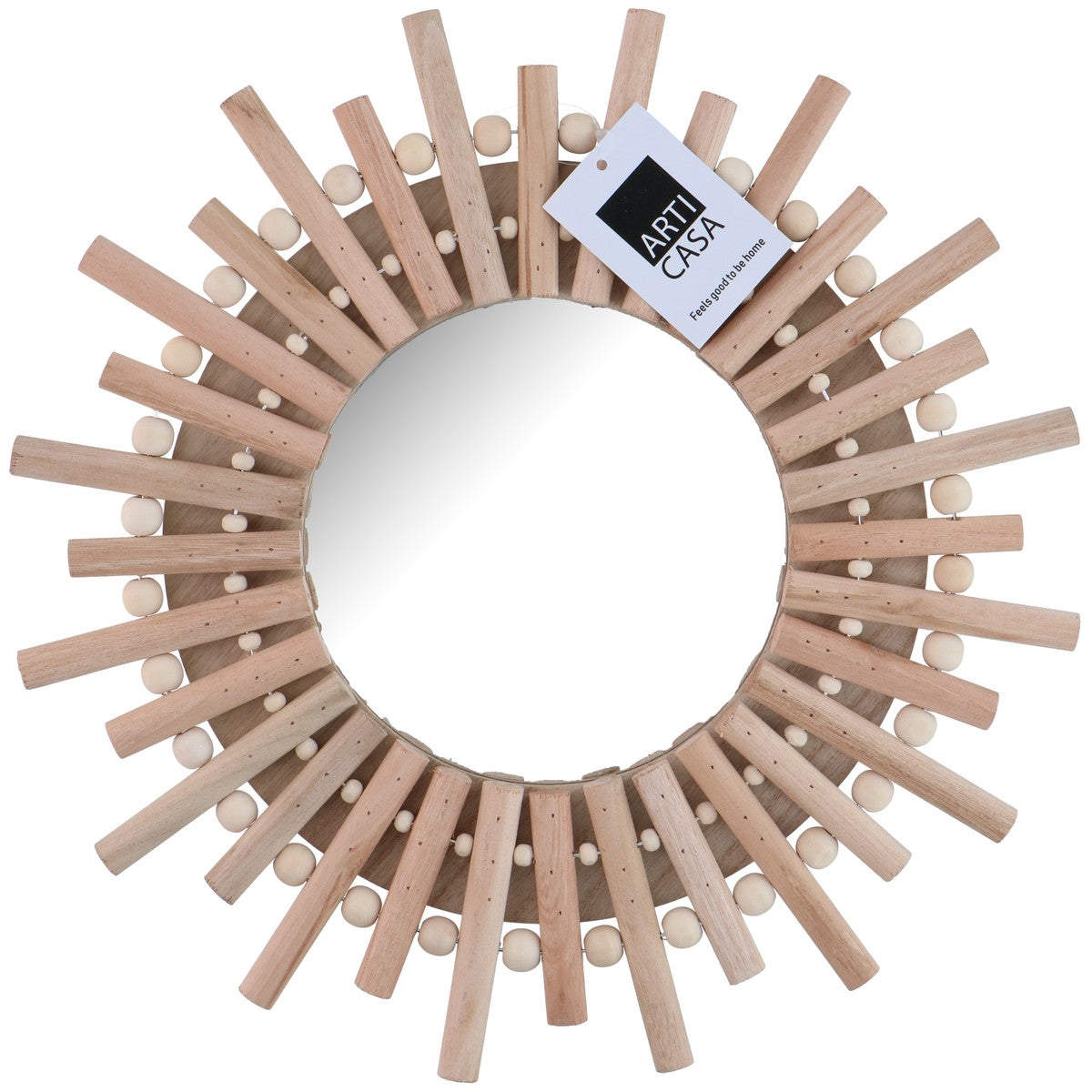 Arti Casa Wandspiegel - Ronde Spiegel Zon - 30cm - Hout - maximondo