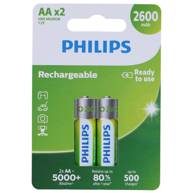 Philips AA Batterijen Oplaadbaar - 2600mAh - 2 Stuks - maximondo