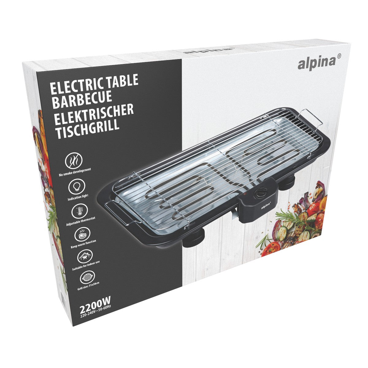 alpina Elektrische Tafelbarbecue - Temperatuurregeling - maximondo