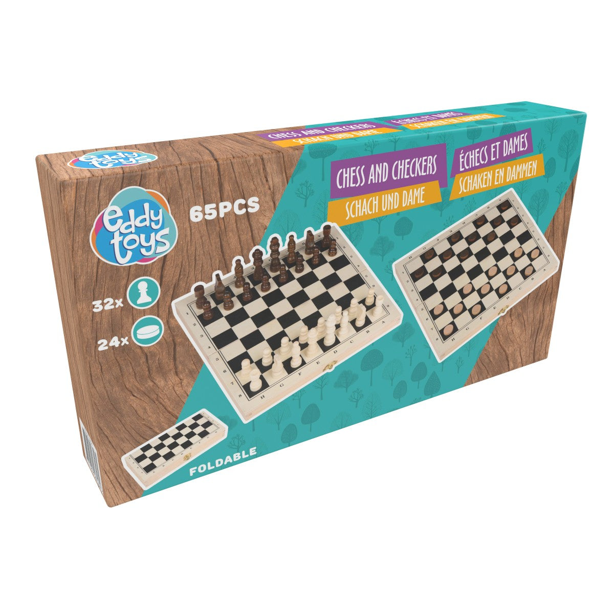 Eddy Toys Houten Schaak- En Dambord 2-in-1 - maximondo