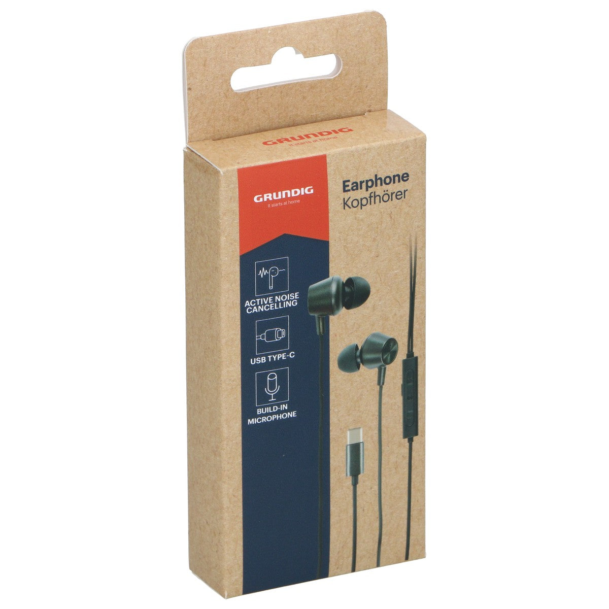 Grundig USB C Oortjes 120cm - Zwart - maximondo