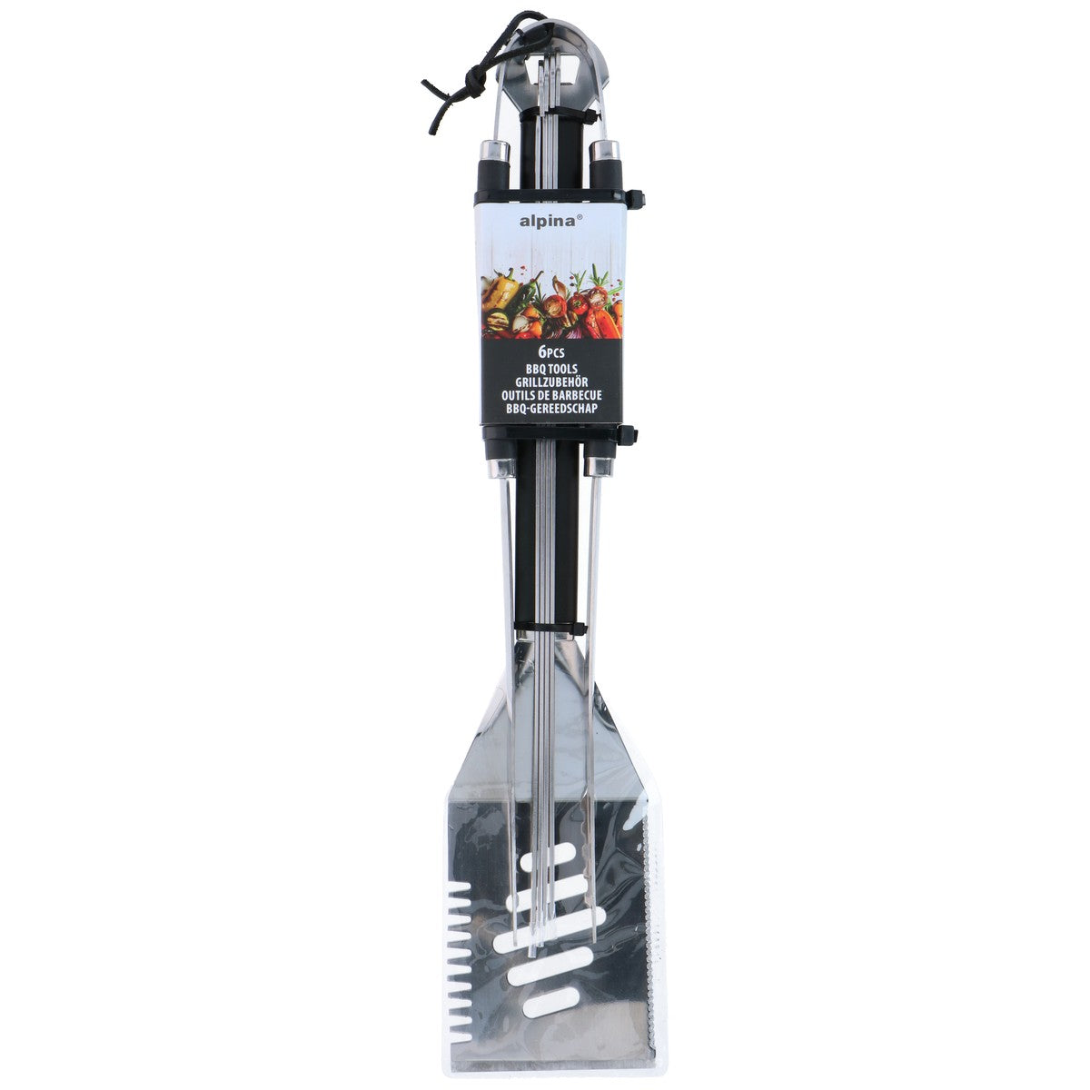 alpina BBQ Gereedschap – 6-Delige Set met BBQ Tang & Spatel