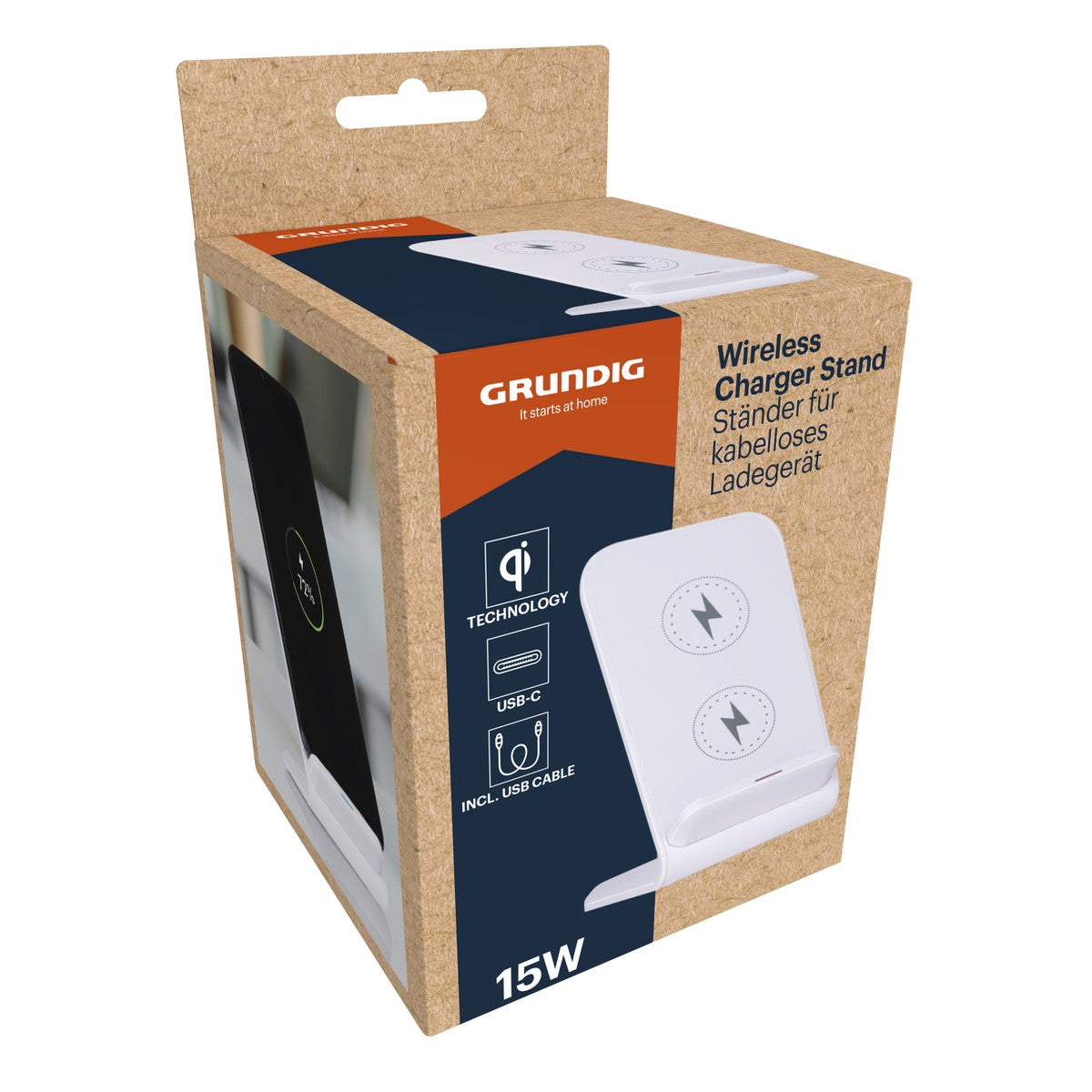 Grundig Draadloze Oplader Stand - 15W Snelladem - maximondo