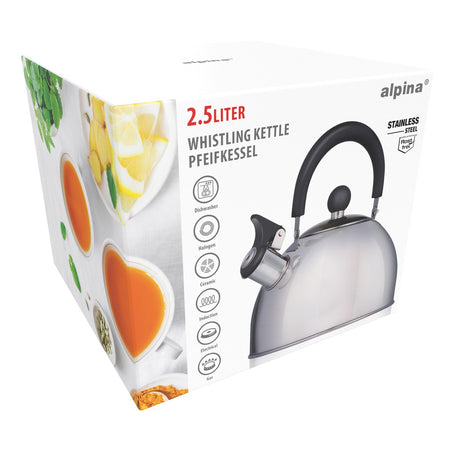alpina Fluitketel 2,5L Roestvrijstalen Waterketel met Fluit