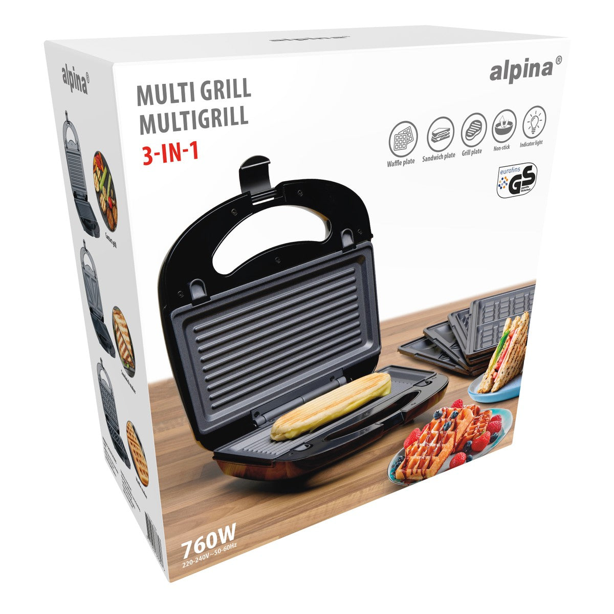 alpina 3-in-1 Tosti-, Wafel- en Grillapparaat