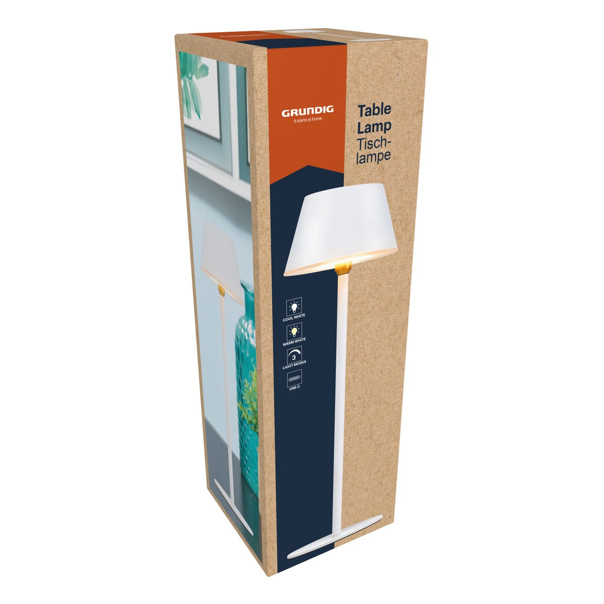 Grundig Tafellamp Wit - Compact met USB-C