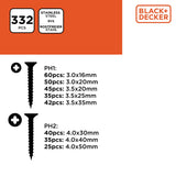 BLACK+DECKER Schroeven, 332 Delig