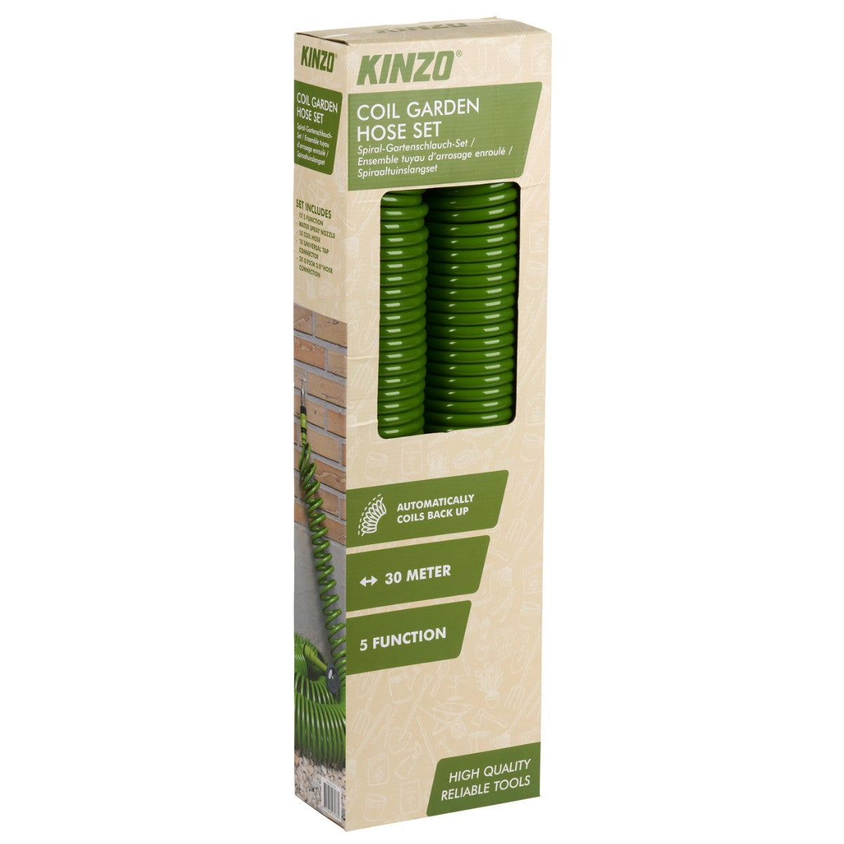Kinzo Spiraal Tuinslang Set 30M - Automatisch Oprollend